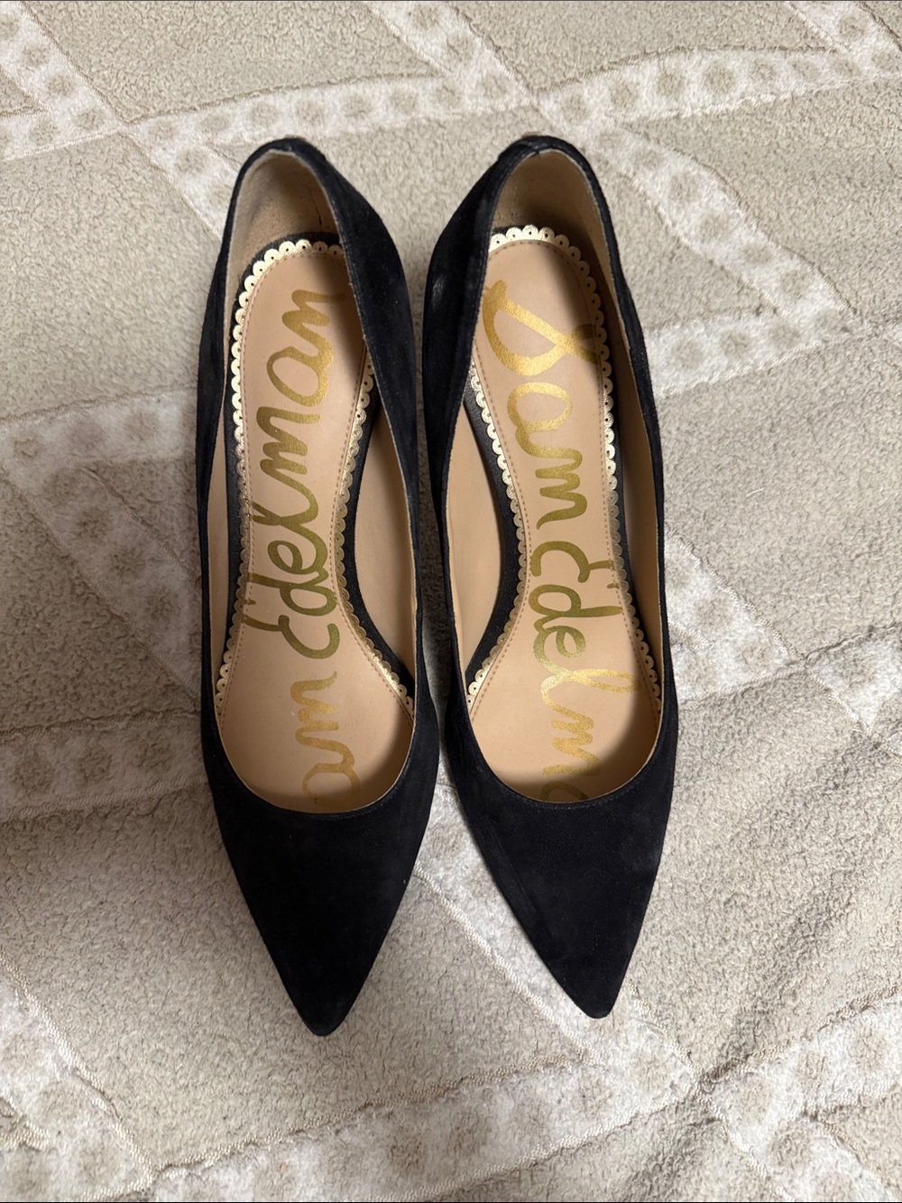 Sam Edelman Black Pointed Toe Suede Heels